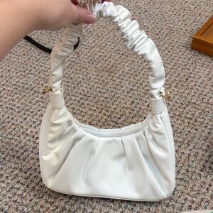 Elegant White Ruched Shoulder Bag
